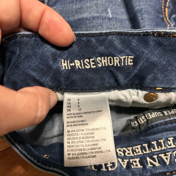 American Eagle Outfitters Dark Blue Distressed Jean Shorts - Picture 4 of 4